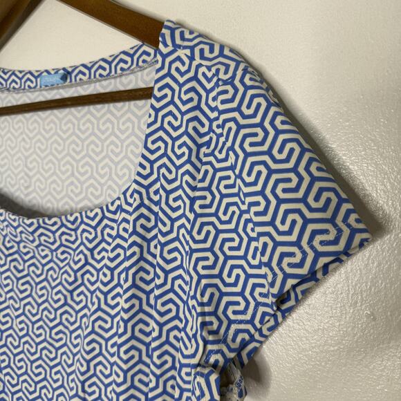 J McLaughlin Dress Womens XL Geometric Print Short Sleeve Stretch Nylon Casual - Picture 2 of 7